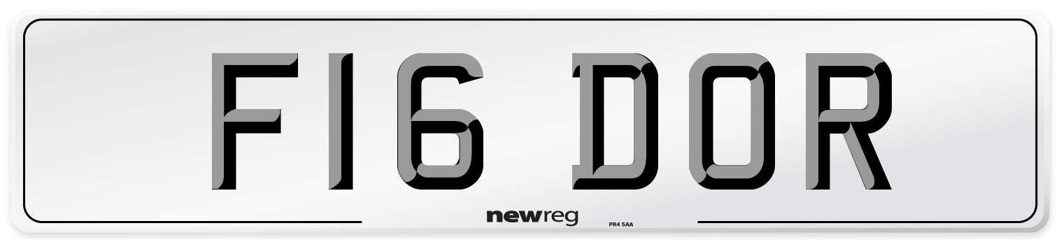 F16 DOR Number Plate from New Reg